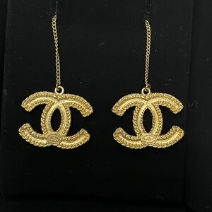 Chanel CC Drop Earrings Gold